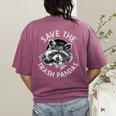 Save the Trash Pandas Women's T-Shirt - Raccoon Lover Back Print Berry