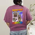 Tummy Ache Survivor Raccoon Women's T-Shirt - Small Back Print Comfort Berry
