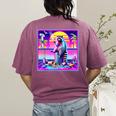 Vaporwave Raccoon Retrowave Synthwave Raccoon Meme Women's Comfort Colors T-Shirt Back Print Berry