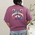 Watercolor Raccoon | Women's T-Shirt - Modern & Artistic Back Print Berry