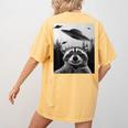 Alien UFO Raccoon Women's T-Shirt - Space-Themed Casual Wear Mustard