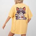 Raccoon & Cookie Design Women's Tee - Comfort Colors Back Print Mustard