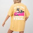 Raccoon Lover Women's Comfort Tee - Introvert Friendly Back Print Mustard