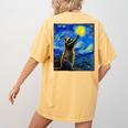 Raccoon Lover Women's T-Shirt - Starry Night Art Back Print Mustard