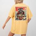 Raccoon Ramen Anime Women's T-Shirt | Cute Japanese Back Print Mustard