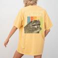 Retro Raccoon Lover Women's Camping T-Shirt | Comfy Back Print Mustard
