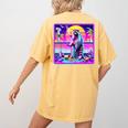 Vaporwave Raccoon Retrowave Synthwave Raccoon Meme Women's Comfort Colors T-Shirt Back Print Mustard