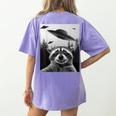 Alien UFO Raccoon Women's T-Shirt - Space-Themed Casual Wear Violet