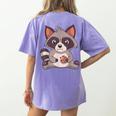 Raccoon & Cookie Design Women's Tee - Comfort Colors Back Print Violet
