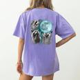 Raccoon Howling Moon Women's Comfort T-Shirt - Cursed Back Print Violet