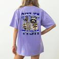 Rizz Em with Tism Raccoon Meme Women's T-Shirt - Fun Back Print Violet
