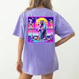 Vaporwave Raccoon Retrowave Synthwave Raccoon Meme Women's Comfort Colors T-Shirt Back Print Violet