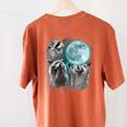 Raccoon Howling Moon Women's Comfort T-Shirt - Cursed Back Print Yam