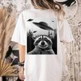 Alien UFO Raccoon Women's T-Shirt - Space-Themed Casual Wear Ivory