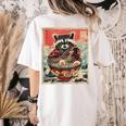 Raccoon Ramen Anime Women's T-Shirt | Cute Japanese Back Print Ivory