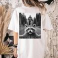 Raccoon & Sasquatch Selfie Women's T-Shirt - Fun Back Print Ivory