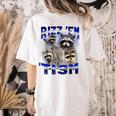 Rizz Em with Tism Raccoon Meme Women's T-Shirt - Fun Back Print Ivory