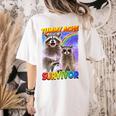 Tummy Ache Survivor Raccoon Women's T-Shirt - Small Back Print Comfort Ivory