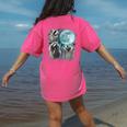 Raccoon Howling Moon Women's Comfort T-Shirt - Cursed Back Print Crunchberry