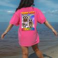 Tummy Ache Survivor Raccoon Women's T-Shirt - Small Back Print Comfort Crunchberry