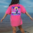 Vaporwave Raccoon Retrowave Synthwave Raccoon Meme Women's Comfort Colors T-Shirt Back Print Crunchberry