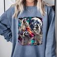 3 Raccoon Moon Sweatshirt | Comfort Colors | Boho Funny Meme Blue Jean