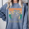 Adopt a Street Cat Sweatshirt - Animal Art for Cat & Raccoon Lovers Blue Jean
