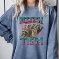 Autism Meme Comfort Colors Sweatshirt - Raccoon Design Blue Jean