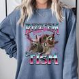 Autism Racoon Sweatshirt - Comfort Colors - Funny Meme Gift Blue Jean