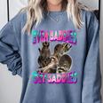 Even Baddies Get Saddies Raccoon Meme Comfort Colors Sweatshirt Blue Jean