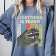 Everything Is Trash Retro Sweatshirt - Raccoon Lover Camping Blue Jean