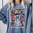Feral Raccoon Meme Sweatshirt - Cozy Unisex Top for Humor Lovers Blue Jean