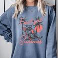 Feral Raccoon Summer Sweatshirt - Comfort Colors Vacation Vibe Blue Jean
