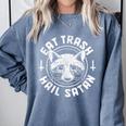 Gothic Raccoon Comfort Sweatshirt - Quirky Casual Wear Blue Jean