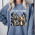Let's Get Trashed Raccoon And Opossum Drinking Beer Comfort Colors Sweatshirt Blue Jean