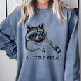 A Little Feral Raccoon With Moon Animal Raccoon Trash Panda Comfort Colors Sweatshirt Blue Jean