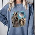 Raccoon Howling Sweatshirt - Unisex Comfort for All Ages Blue Jean
