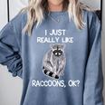 Raccoon Lover Comfort Colors Sweatshirt - Cozy Wildlife Style Blue Jean