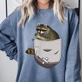 Raccoon Lover Sweatshirt - Cozy Comfort Colors Animal Design Blue Jean