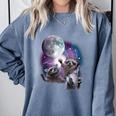 Raccoon Moonlight Hoodie | Cozy Unisex Sweatshirt for Nature Lovers Blue Jean