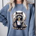 Raccoon Noodle Cup Unisex Sweatshirt - Fun Comfort Wear Blue Jean