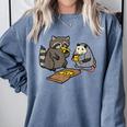 Raccoon & Opossum Pizza Sweatshirt | Unisex Streetwear | Size Variety Blue Jean