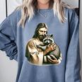 Raccoon Sunglasses Sweatshirt | Retro Animal Lover | Comfort Colors Blue Jean