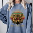 Raccoon Trash Panda Kids Sweatshirt - Cozy Cartoon Design Blue Jean
