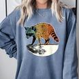 Retro Raccoon Sweatshirt - Moonlit Style Unisex Apparel Blue Jean