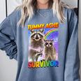 Tummy Ache Survivor Raccoon | Small Comfort Colors Sweatshirt Blue Jean