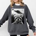 Alien UFO Raccoon Sweatshirt - Cozy Comfort for Space Adventurers Pepper