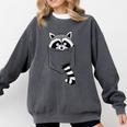 Raccoon Cartoon Crew Neck Sweatshirt - Casual Modern Short Sleeve Fit Pepper
