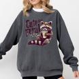 Raccoon Coffee Lover Sweatshirt - Cute But Feral Vintage Design Pepper