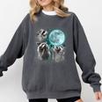 Raccoon Shirt 3 Racoons Howling At Moon Weird Cursed Comfort Colors Sweatshirt Pepper
